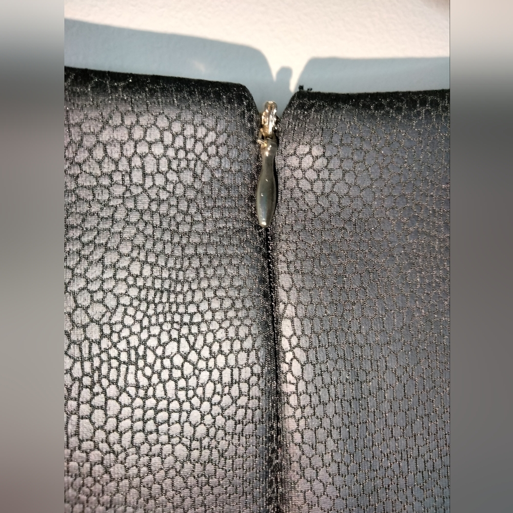 Thalia Sodi (Sz L) Black Pebble Faux Leather Sleeveless Slip Pocket Sheath Dress - Picture 6 of 11